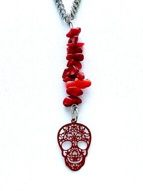 🆕 Skull and Gemstones Pendant Necklace-Stainless Steel